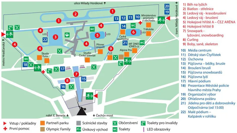 Orientační plán Olympijského parku na Letné