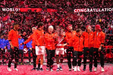 Výběr světa oslavuje vítězství v Laver Cupu