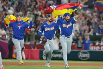 Radující se baseballisté Venezuely