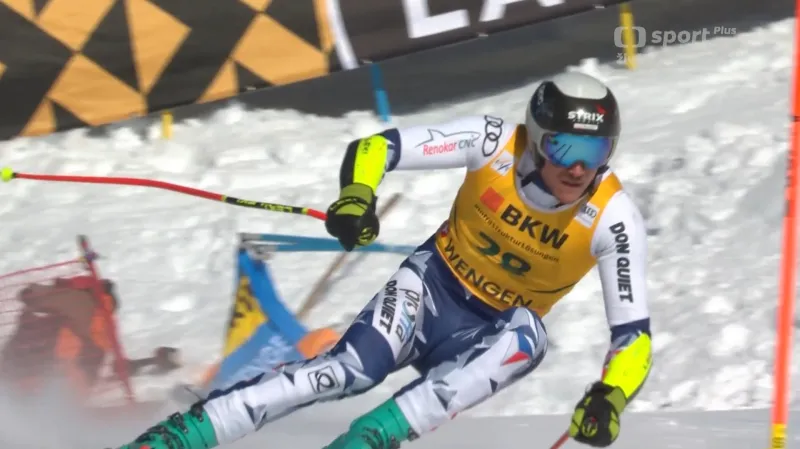 Jízda Jana Zabystřana v super-G ve Wengenu