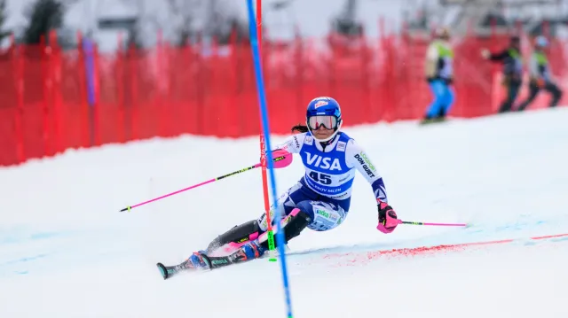 Jízda Martiny Dubovské v 1. kole slalomu s ohlasem