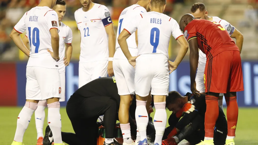 Brankář Tomáš Vaclík při zápase s Belgií