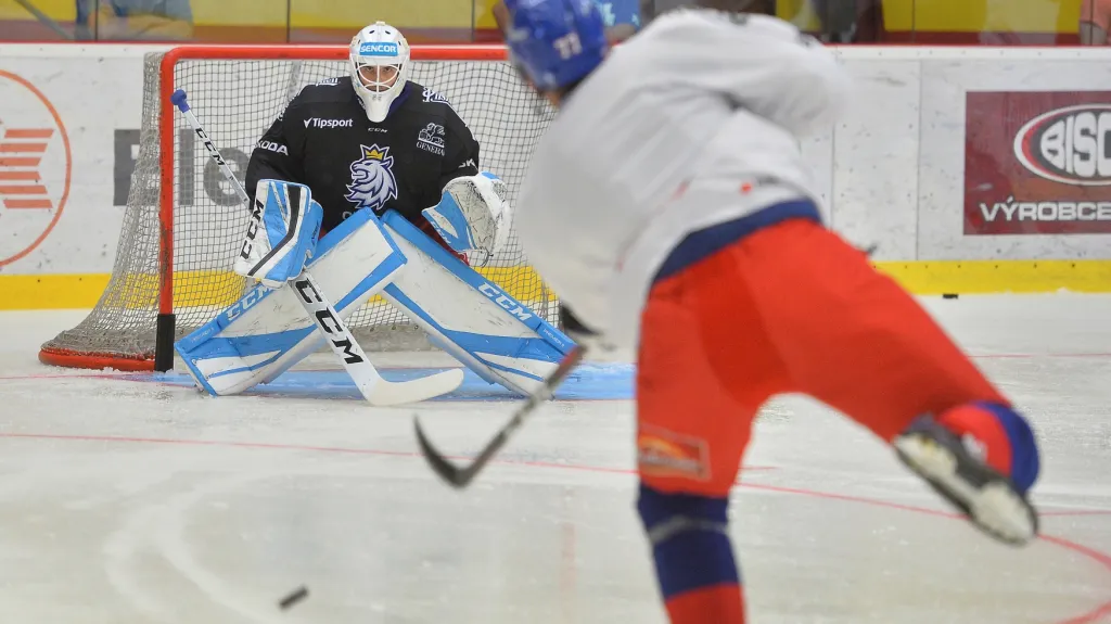 Brankář Jakub Škarek na kempu české reprezentace