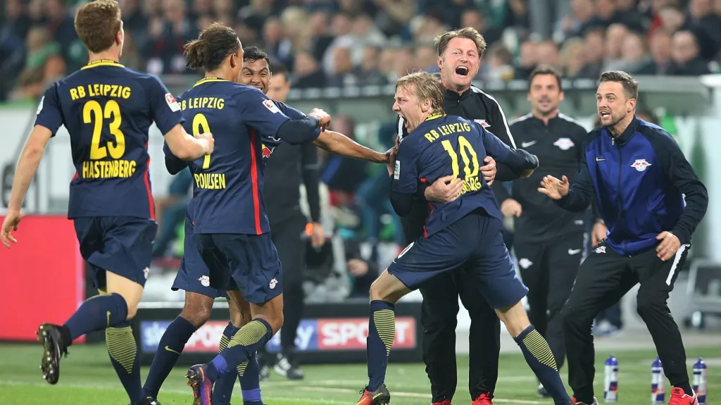 RB Lipsko slaví výhru nad Wolfsburgem