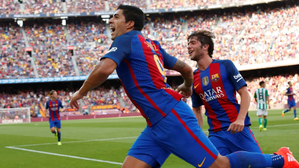 Slavící fotbalisté Barcelony