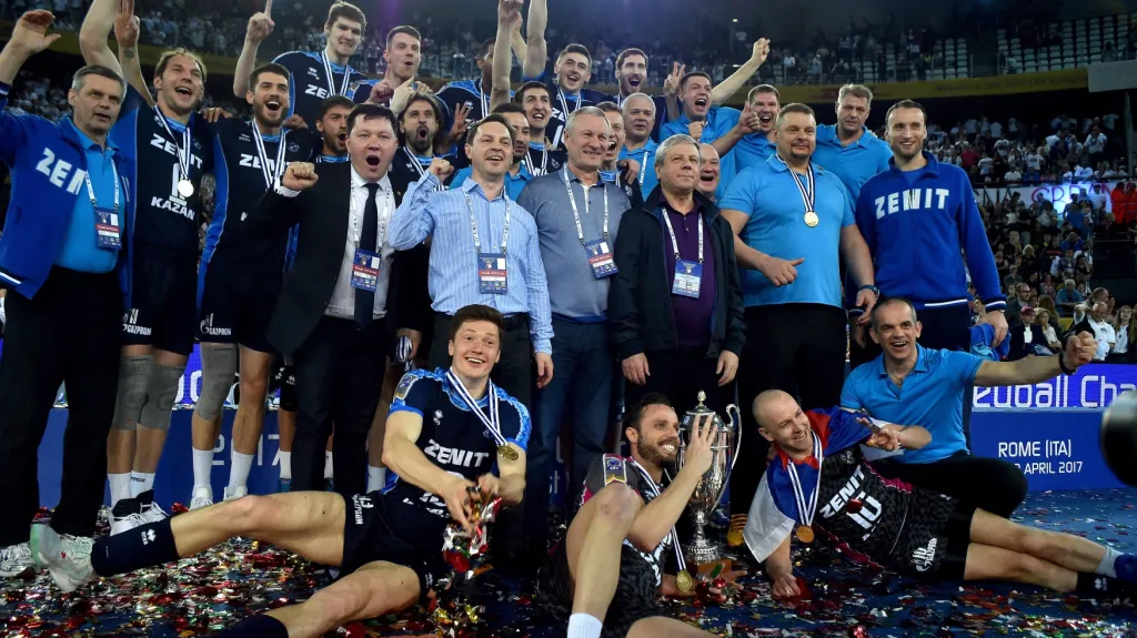 Radost volejbalistů Zenitu Kazaň