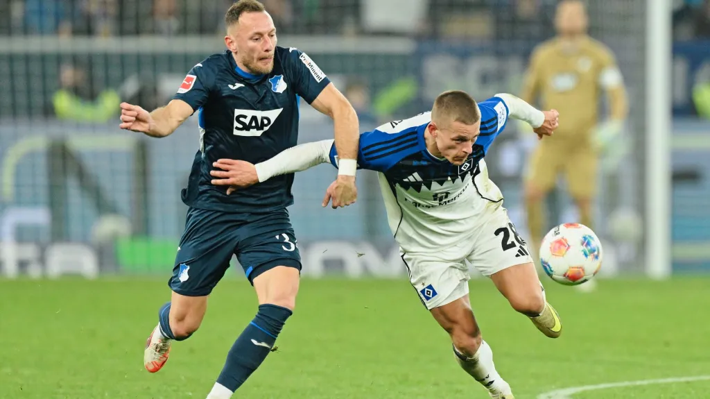 Vladimír Coufal z Hoffenheimu proti Mirovi Muheimovi z Hamburku