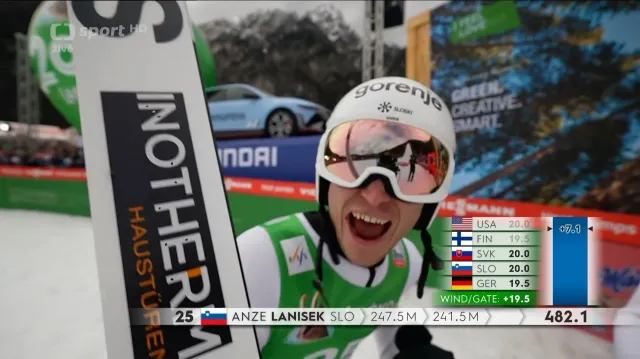 Vítězný skok Lanišeka na mamutím můstku v Planici