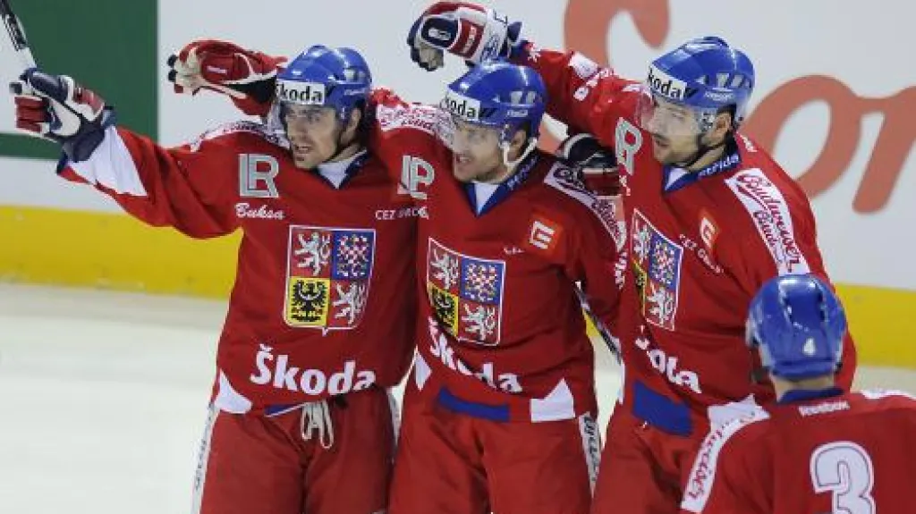 Čeští hokejisté Rolinek, Marek a Kutlák