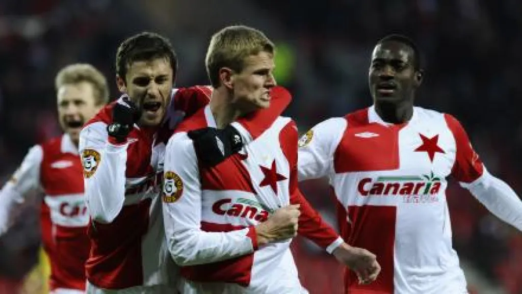 Radost fotbalistů Slavie Praha