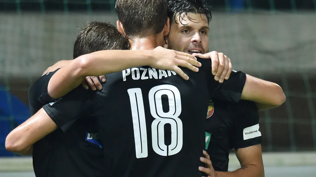 Radující se hráči Plzně