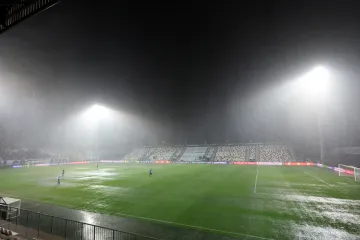 Stadion v Rijece při zápase Rijeka – Sparta