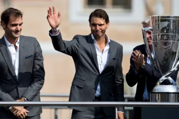 Roger Federer a Rafael Nadal na zahájení Laver Cupu