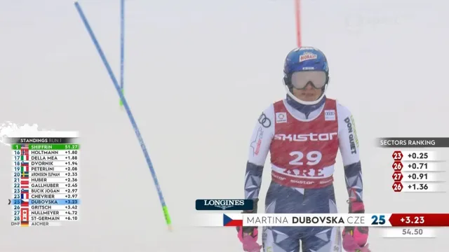 Jízda Martiny Dubovské v prvním kole slalomu SP v Aare