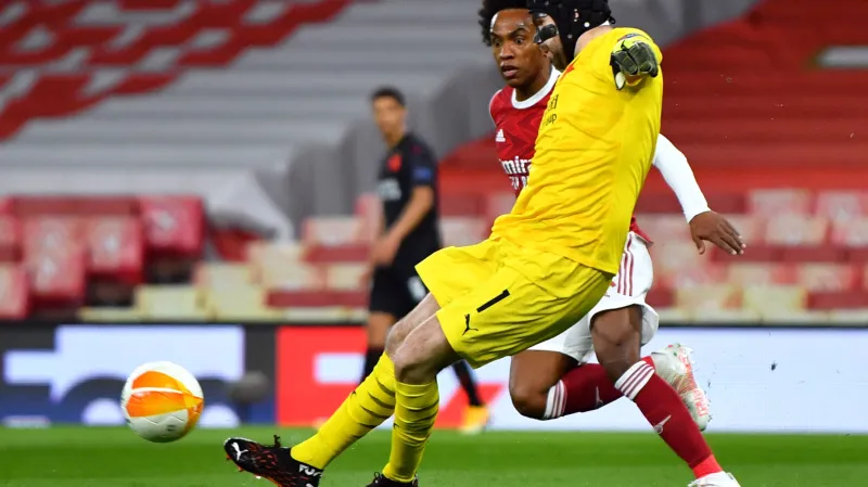 Ondřej Kolář ze Slavie v utkání proti Arsenalu