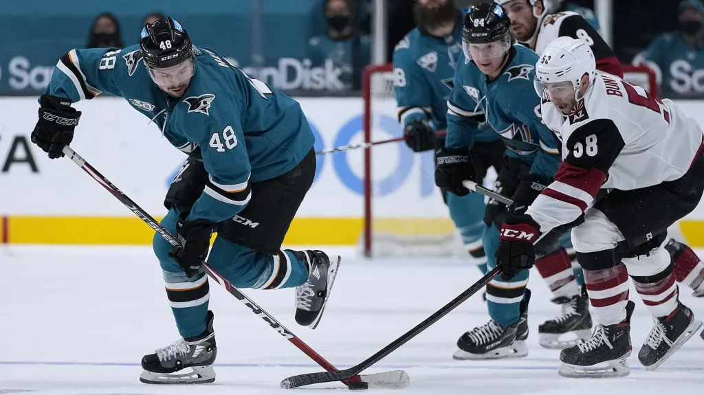 Tomáš Hertl (vlevo) v akci