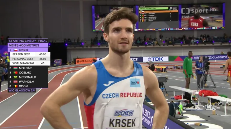 Finálový běh Matěje Krska na 400 m
