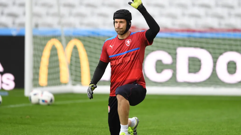 Petr Čech na tréninku české reprezentace
