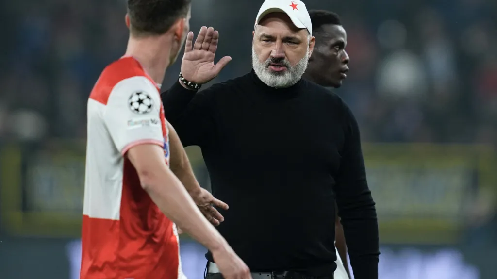 Trenér Slavie Jindřich Trpišovský po utkání v Bergamu