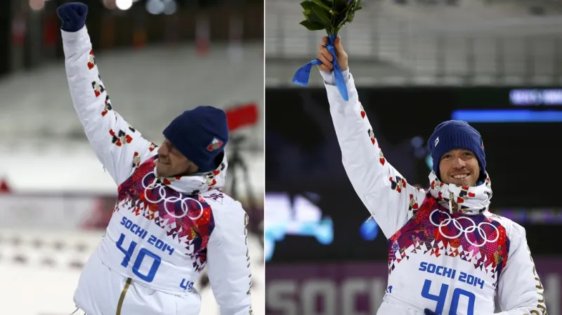 Šťastný Soukup při květinovém ceremoniálu