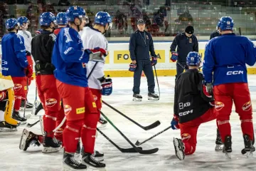 Trénink českých hokejistů