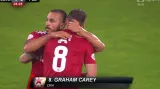 Gól v utkání CSKA Sofia – Plzeň: Carey - 1:0 (6. min.)