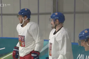 Čeští hokejisté na tréninku