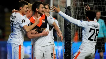 Radost fotbalistů Šachtaru Doněck