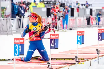 Gabriela Koukalová na střelnici