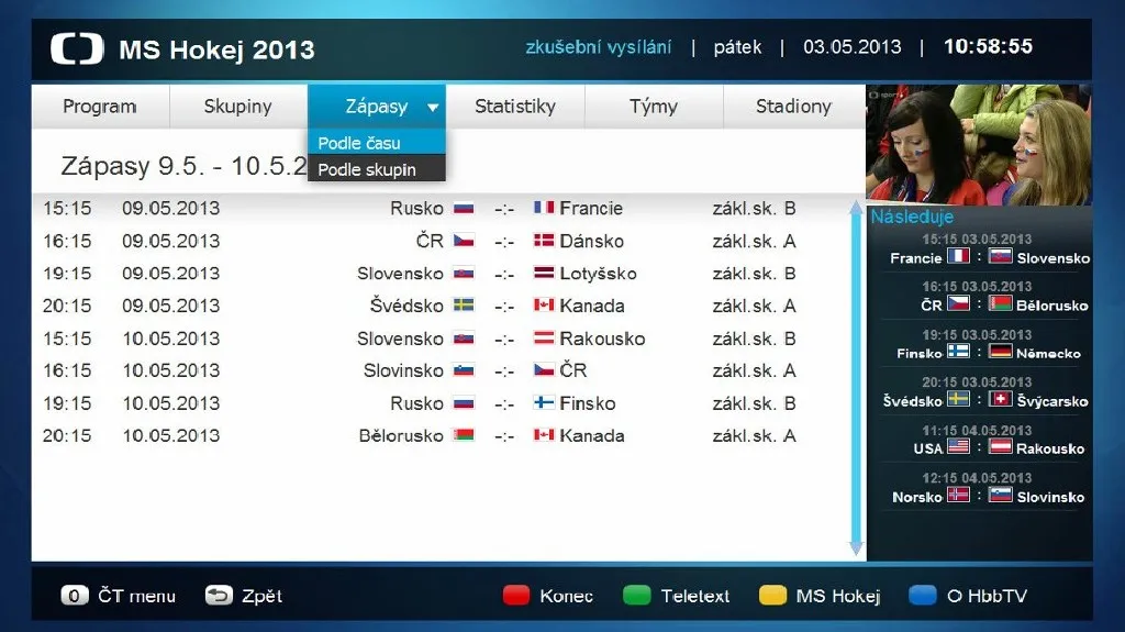 Speciální aplikace HbbTV k MS v hokeji