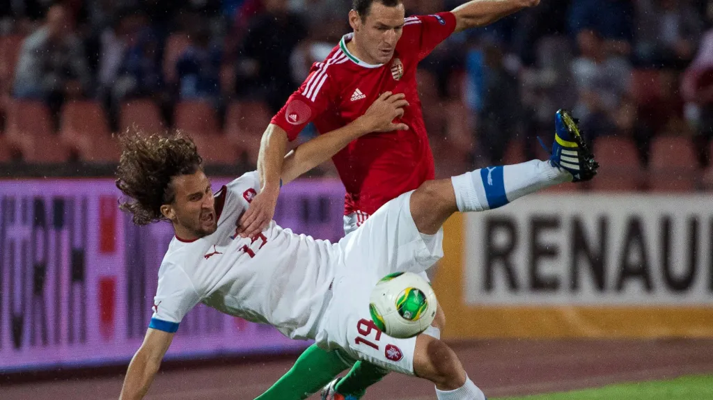 Petr Jiráček v zápase s Maďarskem