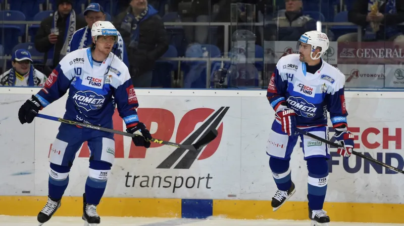 Martin Erat a Tomáš Plekanec v dresu Komety Brno