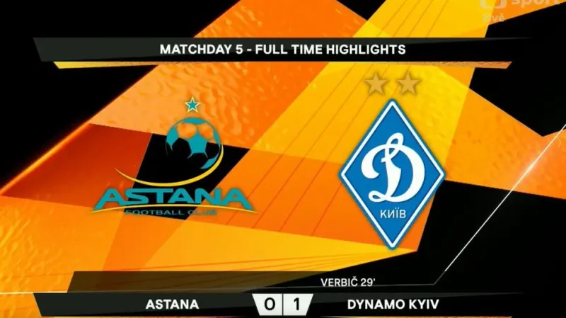 Sestřih utkání Astana – Dynamo Kyjev