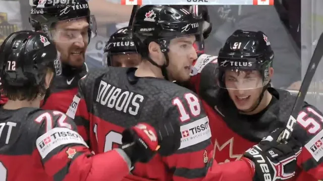 Gól v utkání Kanada – Česko: Dubois – 3:0 (26. min.)