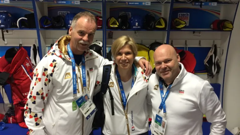 Kateřina Neumannová se Slavomírem Lenerem a Pavlem Kolářem