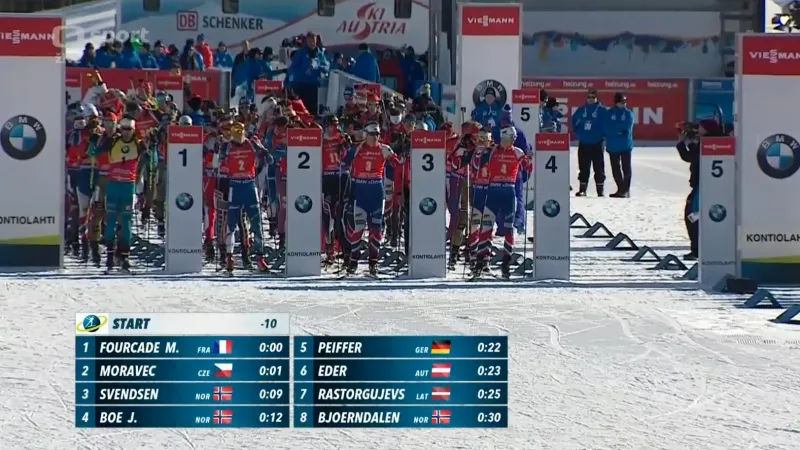 Sestřih stíhacího závodu mužů v Kontiolahti