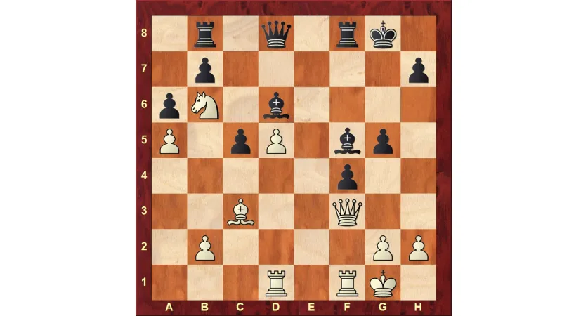 Pozice z osmé partie zápasu po tahu 23...Sd6