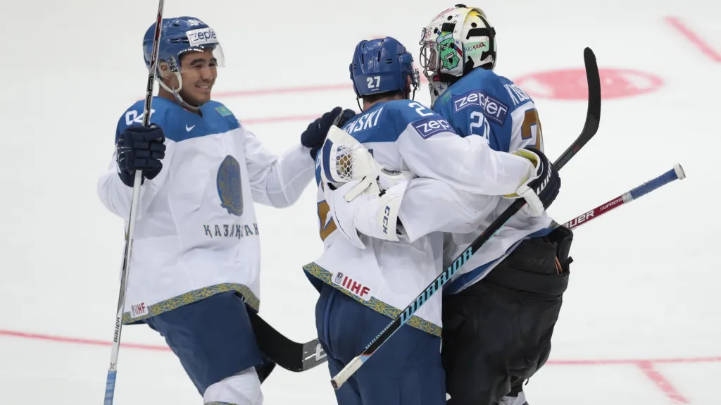 Radost hokejistů Kazachstánu