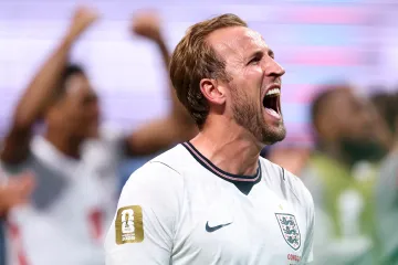Harry Kane slaví vítězství Anglie nad Kongem