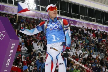 Emoce Ondřeje Moravce v cíli smíšené štafety