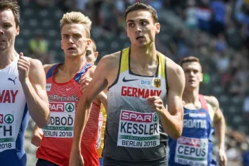 Lukáš Hodboď (druhý zleva) na ME v atletice