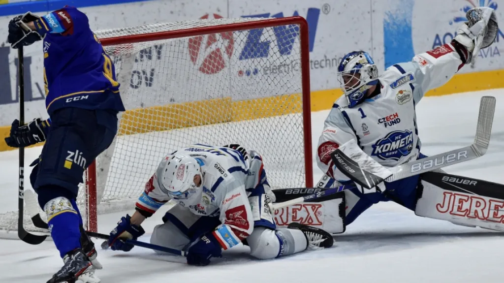 Marek Čiliak v brance brněnské Komety v utkání proti Zlínu