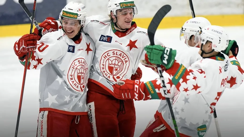 Radost hokejistů Slavie