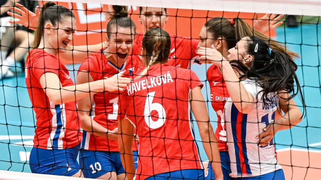 České volejbalistky v zápase s Rumunskem