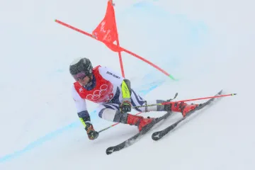 Kryštof Krýzl na trati olympijského obřího slalomu