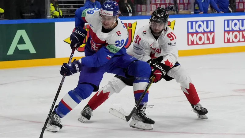 Richard Pánik v utkání proti Kanadě na MS 2023