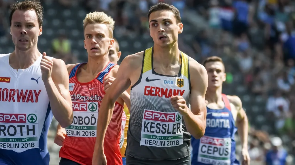 Lukáš Hodboď (druhý zleva) na ME v atletice