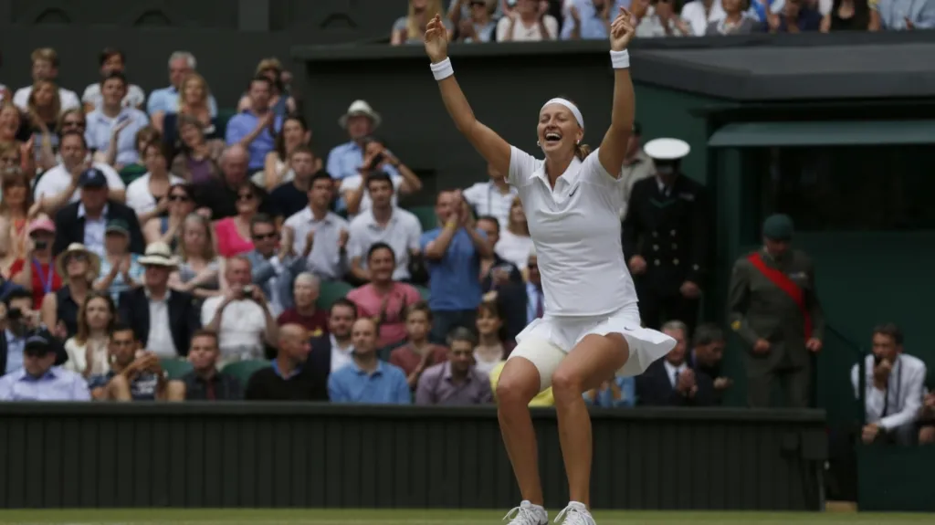 Petra Kvitová po vítězném mečbolu a druhém triumfu ve Wimbledonu