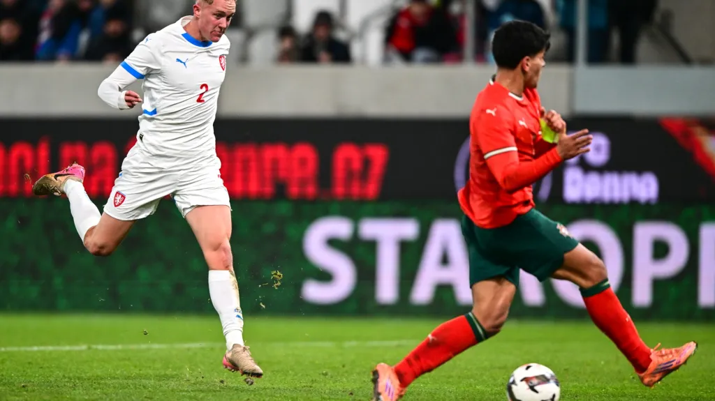 Dominik Pech ve velké šanci proti Portugalcům
