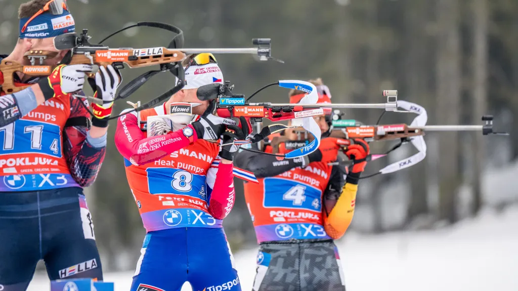 Michal Krčmář ve smíšené štafetě na SP v Pokljuce